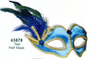 PEACOCK BLUE FEATHER MASK