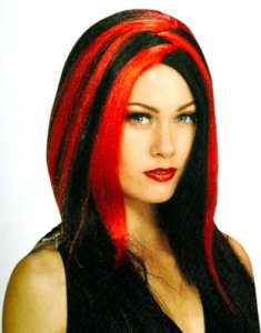 SINISTER WIG - BLACK WITH RED STREAKS