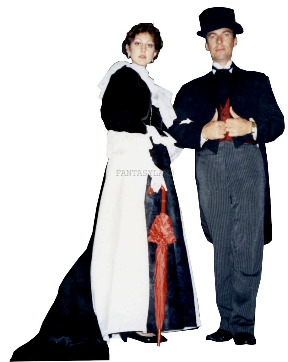 1890's Black and White Custom Dress Costume, Size 5-10 SM-MD