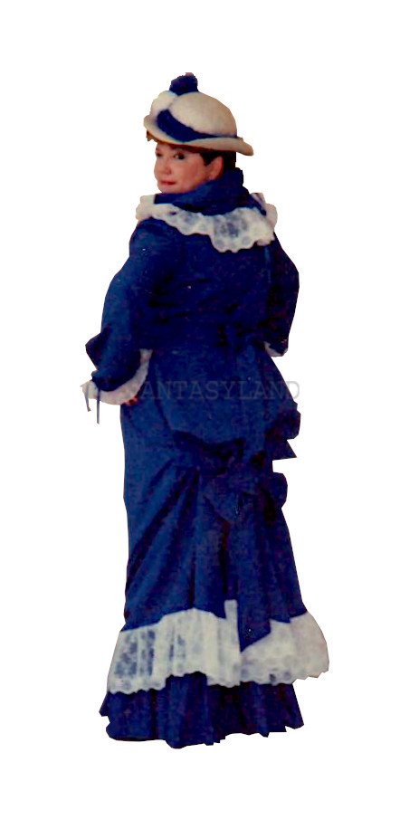 1890's Royal Blue and White Replica Dress Costume, Size 16 LG - Click Image to Close