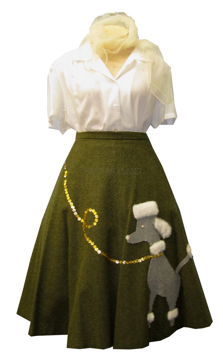 1950's Poodle Skirt Costume Size MD, Olive