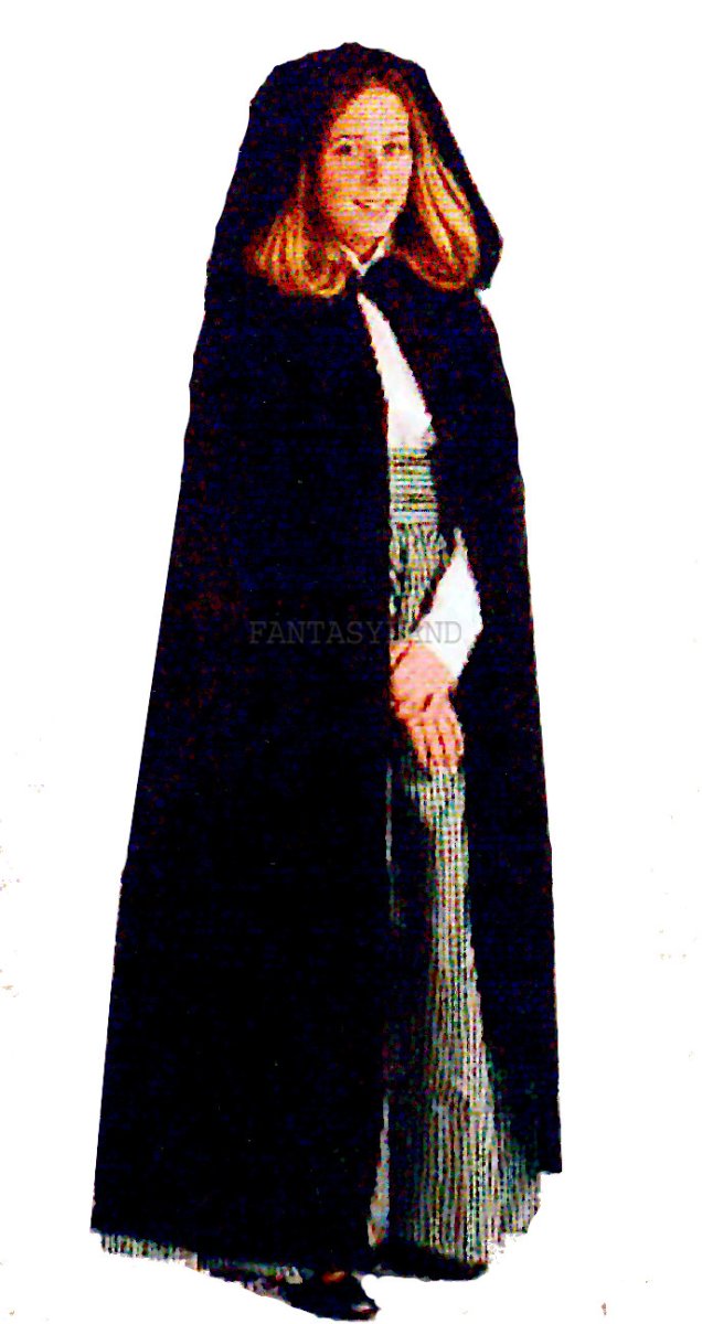 Black Velour Cape Costume Size Most - Click Image to Close