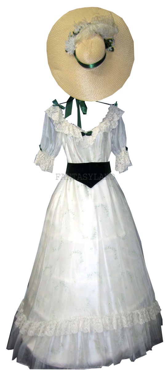 Southern Belle Costume, Size 8-9 SM, White - Click Image to Close